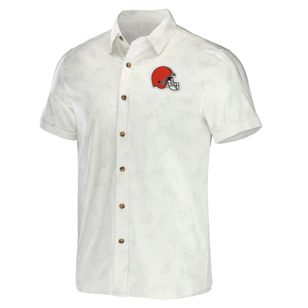 Cleveland Browns NFL x Darius Rucker Collection Woven Button-Up T-Shirt White