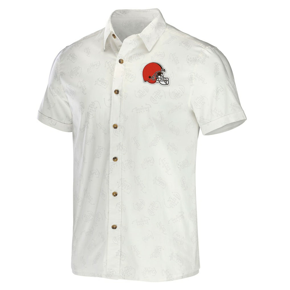 Cleveland Browns NFL x Darius Rucker Collection Woven Button-Up T-Shirt White