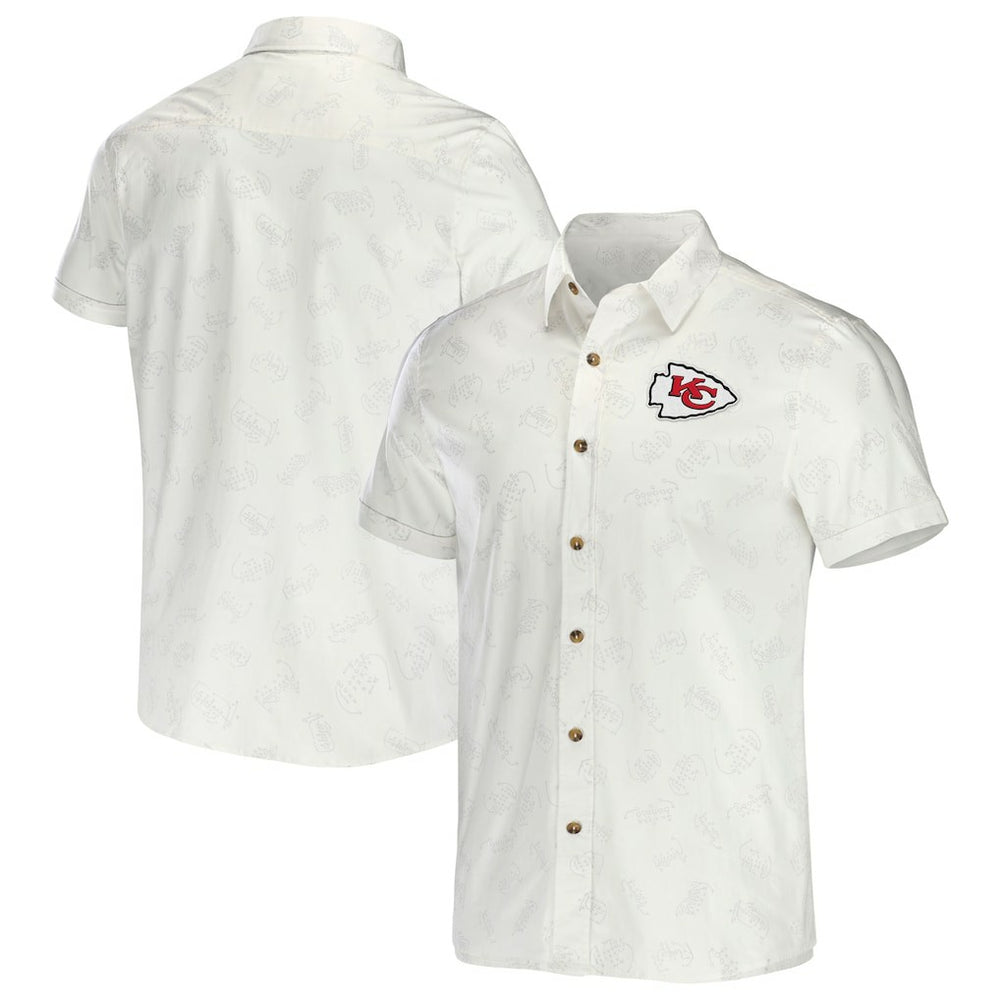 Kansas City Chiefs NFL x Darius Rucker Collection Woven Button-Up T-Shirt White