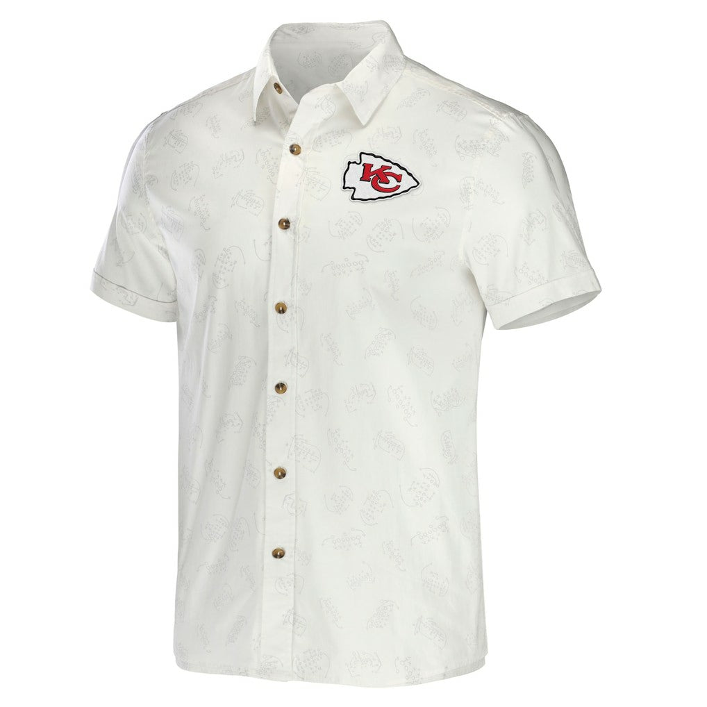 Kansas City Chiefs NFL x Darius Rucker Collection Woven Button-Up T-Shirt White