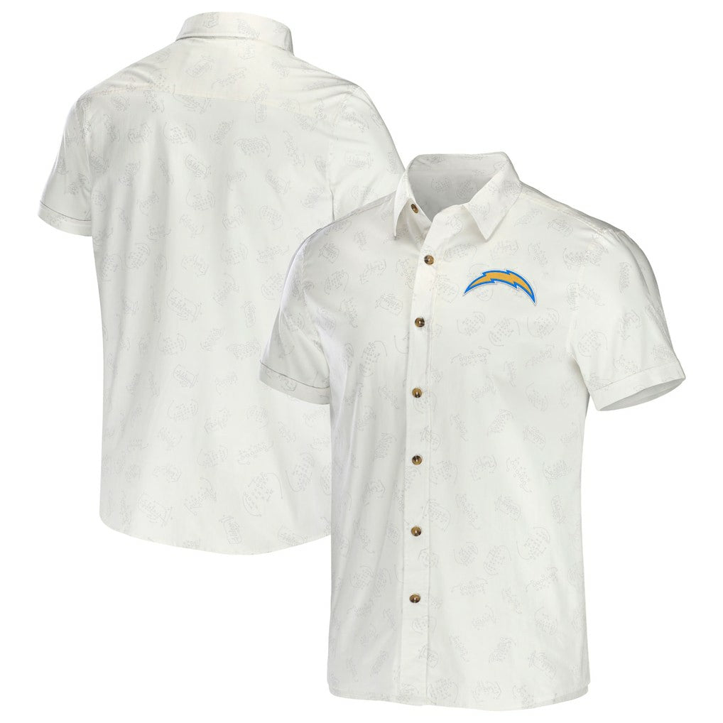 Los Angeles Chargers NFL x Darius Rucker Collection Woven Button-Up T-Shirt White