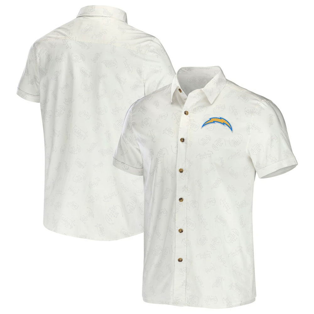 Los Angeles Chargers NFL x Darius Rucker Collection Woven Button-Up T-Shirt White