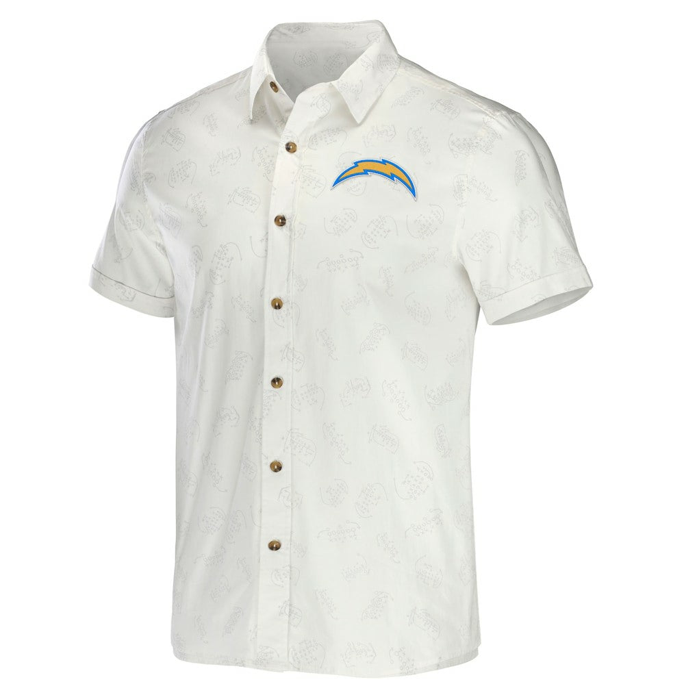 Los Angeles Chargers NFL x Darius Rucker Collection Woven Button-Up T-Shirt White