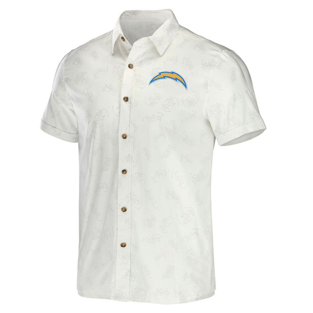 Los Angeles Chargers NFL x Darius Rucker Collection Woven Button-Up T-Shirt White
