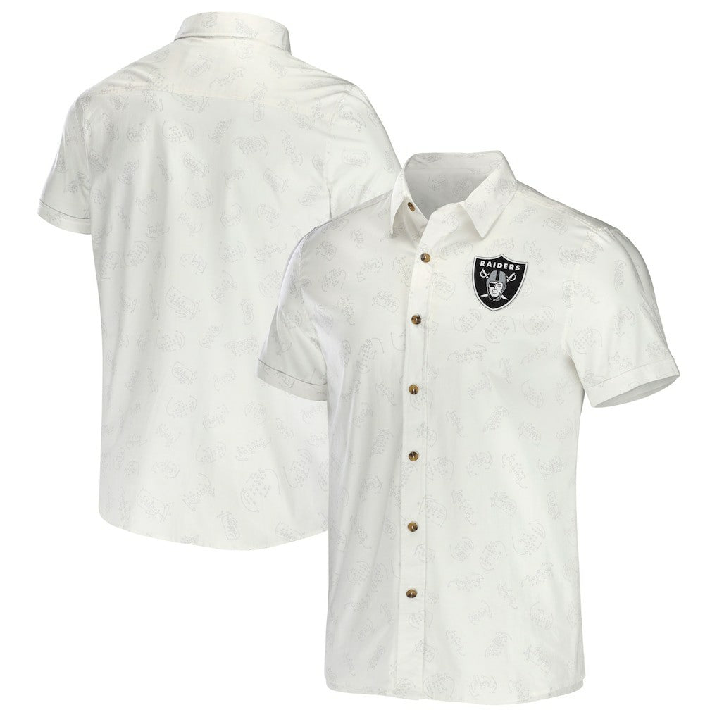 Las Vegas Raiders NFL x Darius Rucker Collection Woven Button-Up T-Shirt White
