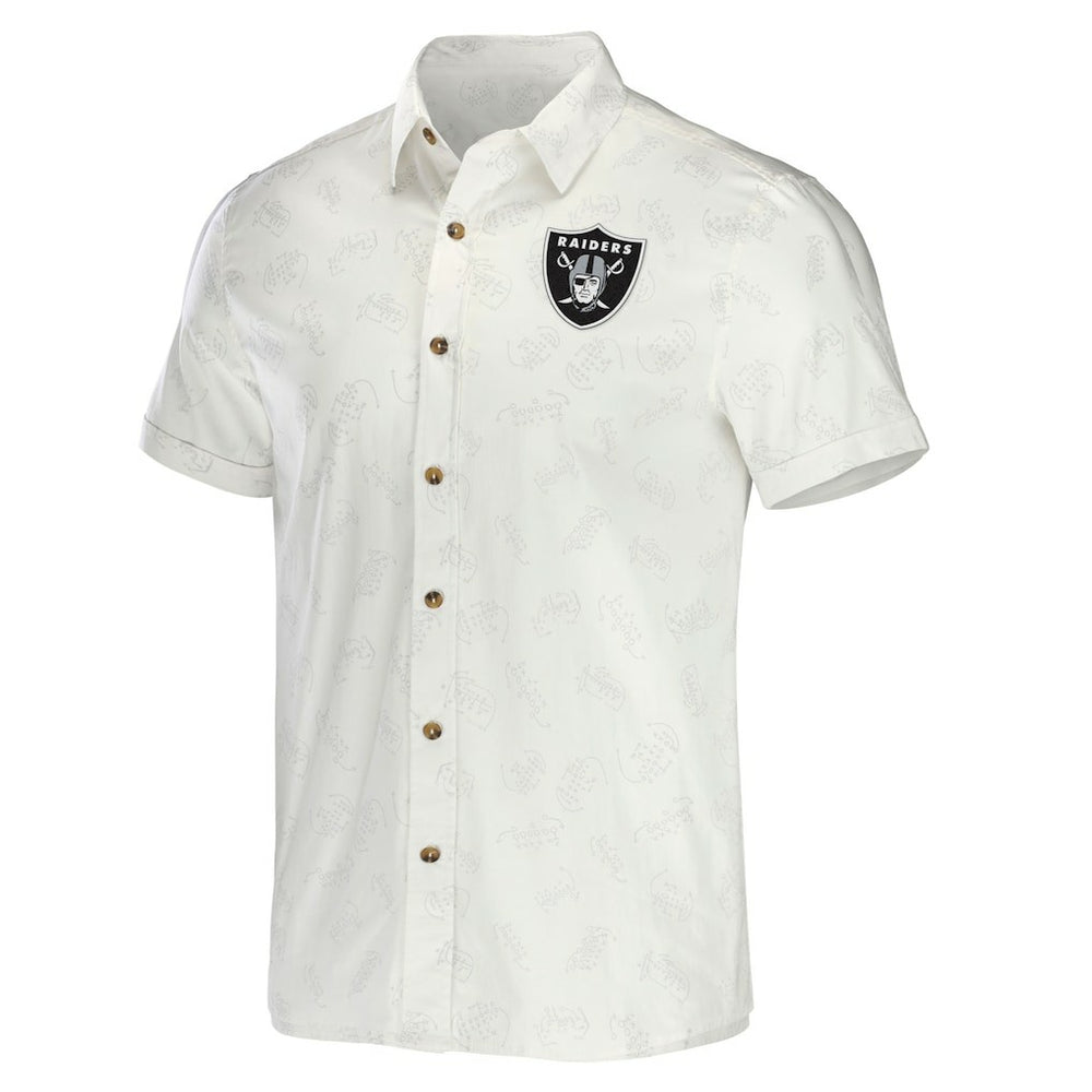 Las Vegas Raiders NFL x Darius Rucker Collection Woven Button-Up T-Shirt White