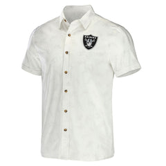 Las Vegas Raiders NFL x Darius Rucker Collection Woven Button-Up T-Shirt White