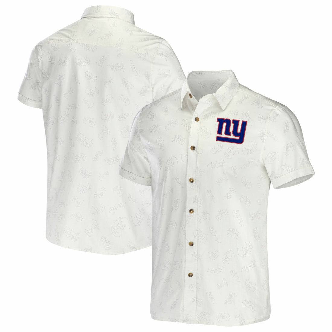 New York Giants NFL x Darius Rucker Collection Woven Button-Up T-Shirt White