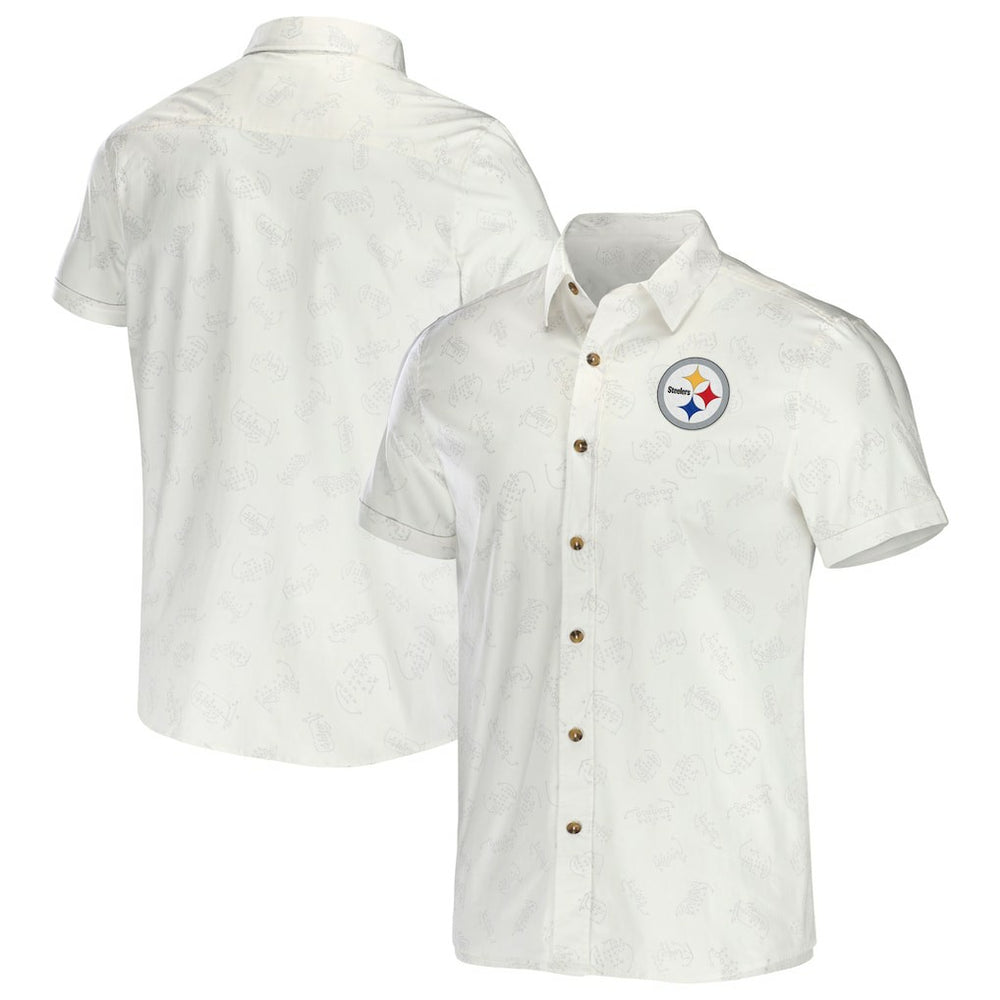 Pittsburgh Steelers NFL x Darius Rucker Collection Woven Button-Up T-Shirt White