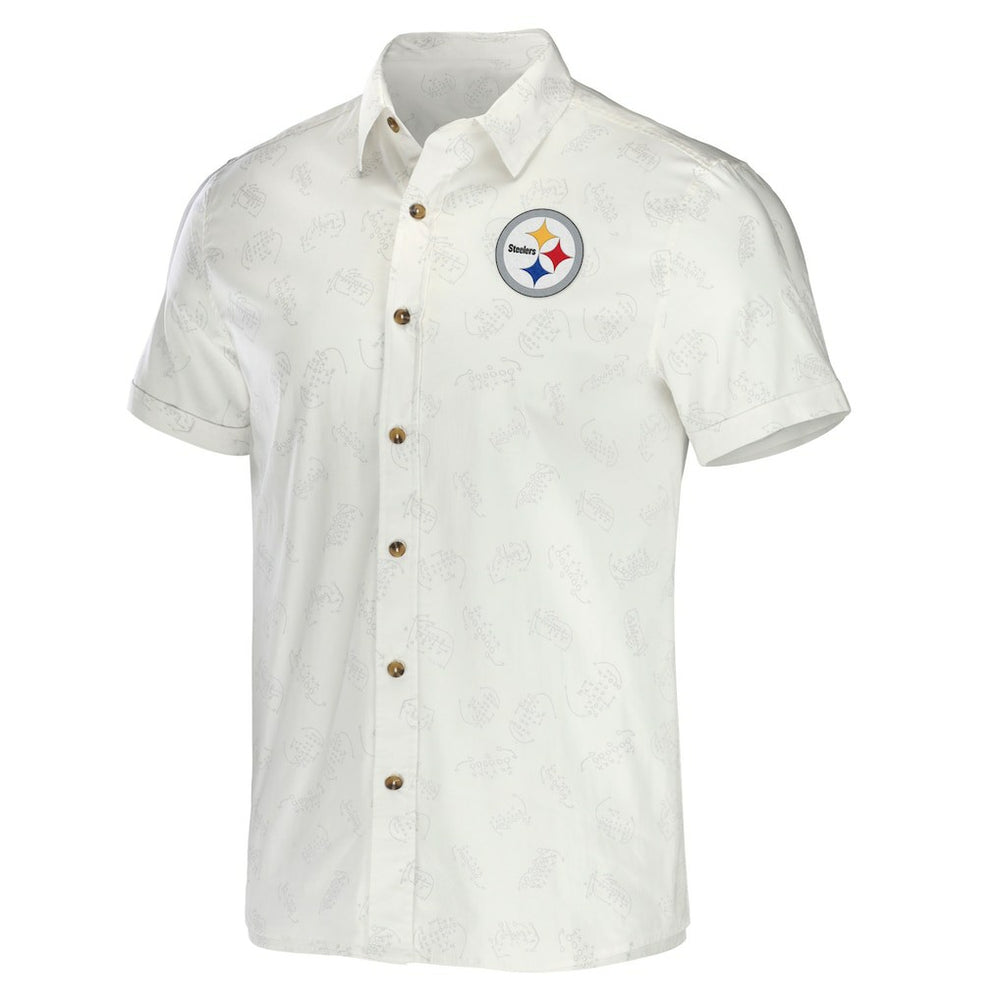 Pittsburgh Steelers NFL x Darius Rucker Collection Woven Button-Up T-Shirt White