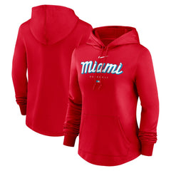 Miami Marlins Nike Women's City Connect Pregame Performance Pullover Hoodie - Red Hoodies