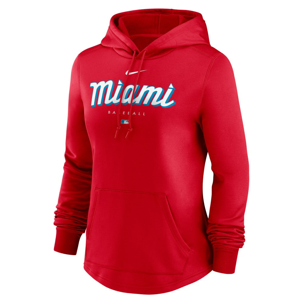 Miami Marlins Nike Women's City Connect Pregame Performance Pullover Hoodie - Red Hoodies