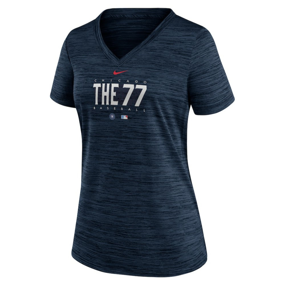 Chicago Cubs Nike Women's City Connect Velocity Practice Performance V-Neck T-Shirt - Navy T-shirts