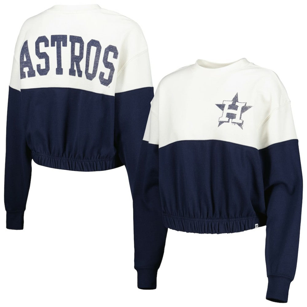 Houston Astros '47 Women's Take Two Bonita Pullover Sweatshirt - White/Navy Pullover