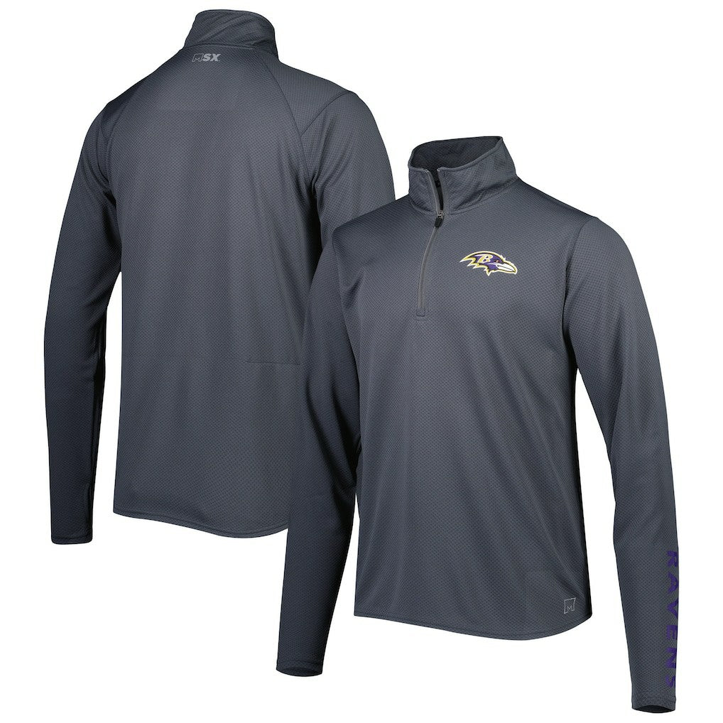 Baltimore Ravens MSX by Michael Strahan Half-Zip Pullover Charcoal
