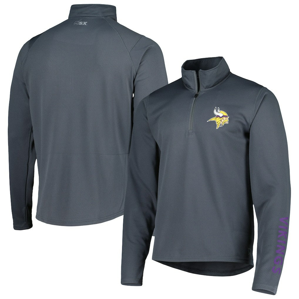 Minnesota Vikings MSX by Michael Strahan Half-Zip Pullover Charcoal