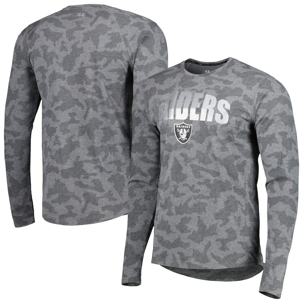 Las Vegas Raiders MSX by Michael Strahan Performance Camo Long Sleeve T-Shirt Black