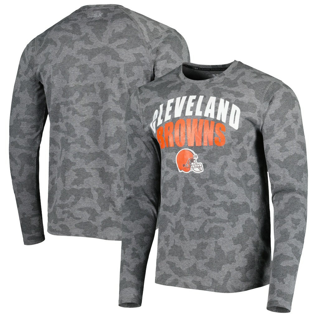 Cleveland Browns MSX by Michael Strahan Performance Camo Long Sleeve T-Shirt Black