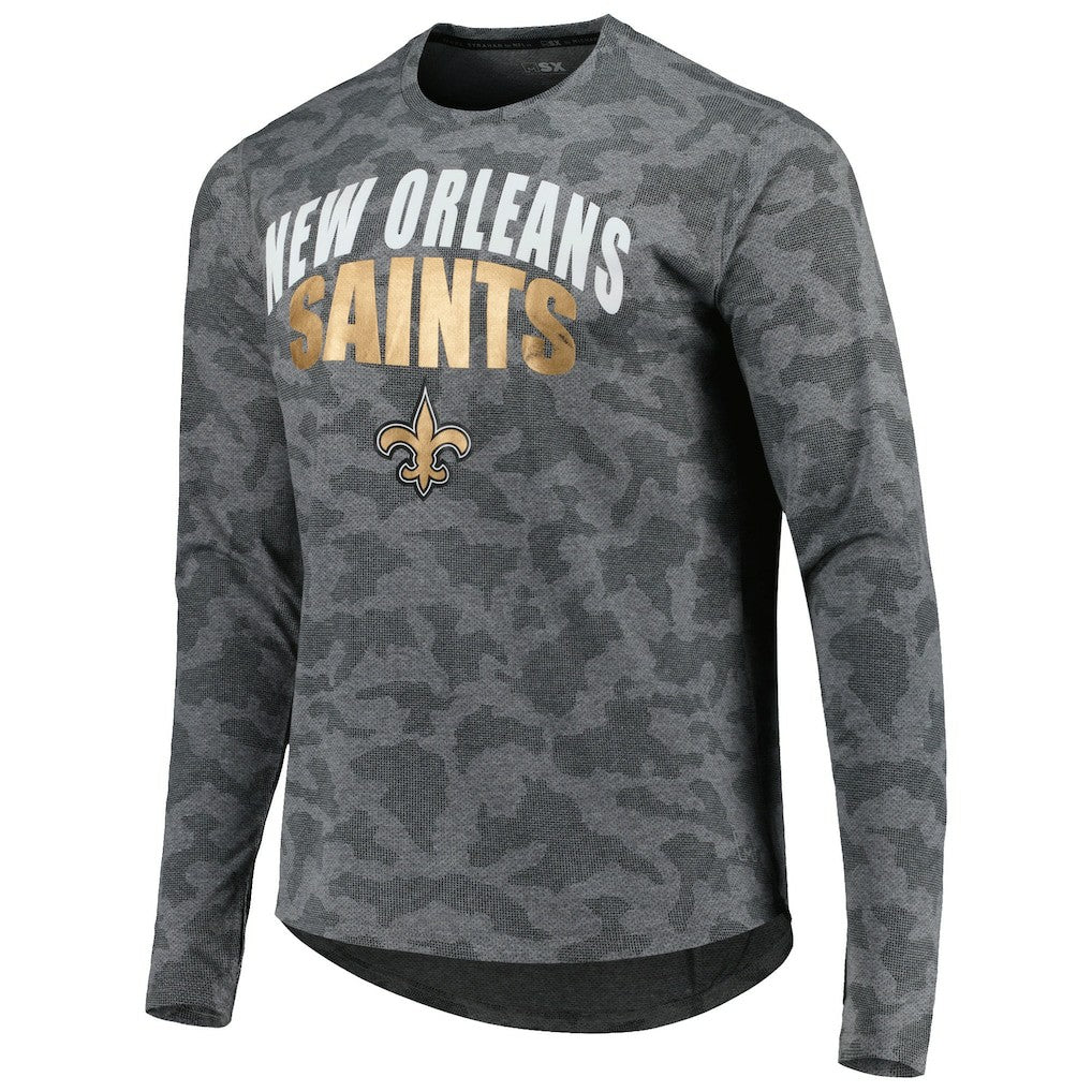 New Orleans Saints MSX by Michael Strahan Performance Camo Long Sleeve T-Shirt Gray