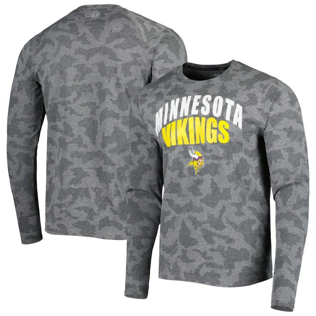 Minnesota Vikings MSX by Michael Strahan Performance Camo Long Sleeve T-Shirt Black