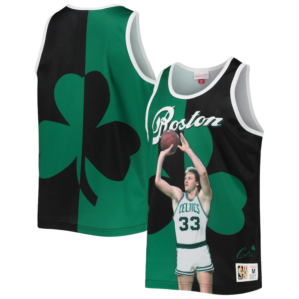 Larry Bird Boston Celtics Sublimated Player Tank Top Kelly Green/Black