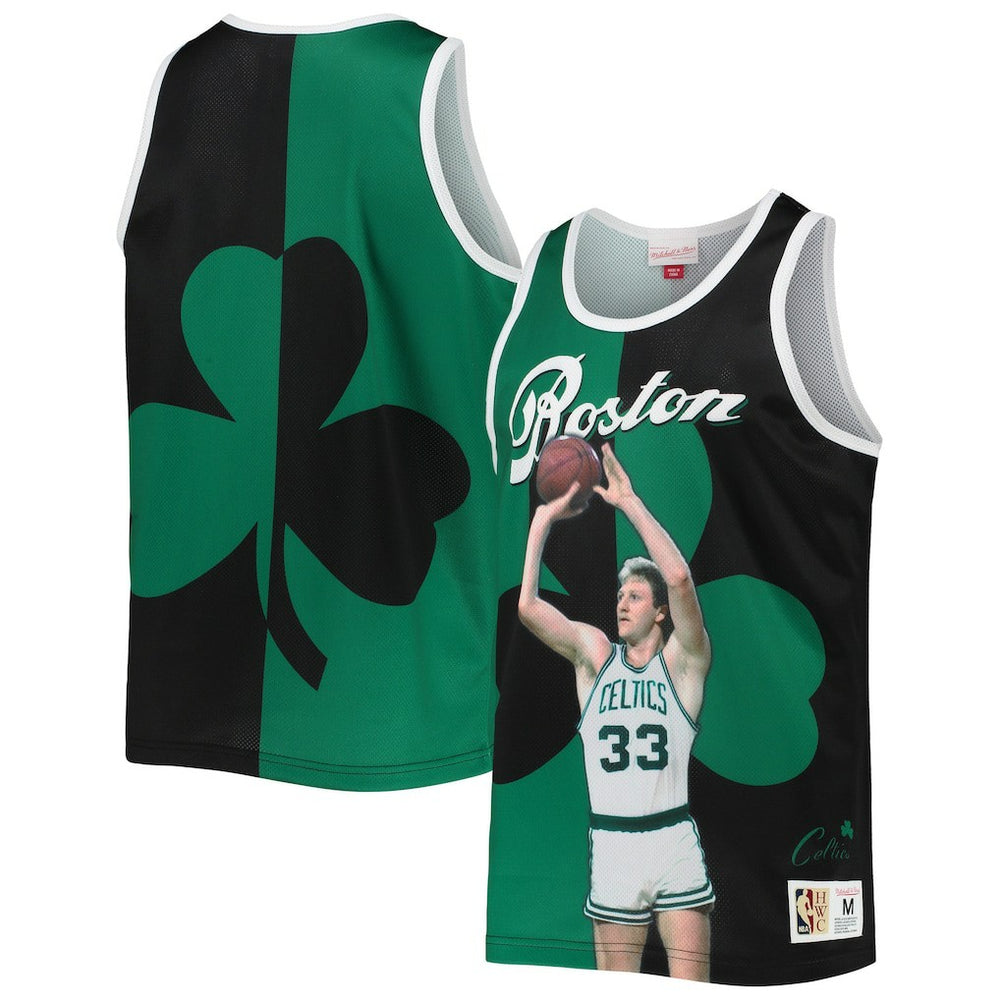 Larry Bird Boston Celtics Sublimated Player Tank Top Kelly Green/Black