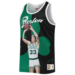 Larry Bird Boston Celtics Sublimated Player Tank Top Kelly Green/Black