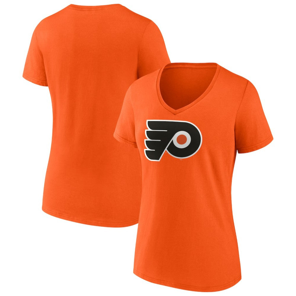 NHL Philadelphia Flyers Fanatics Women's Primary Logo Team V-Neck T-Shirt - Orange