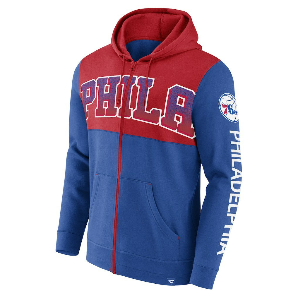 Philadelphia 76ers Skyhook Colorblock Full-Zip Hoodie Royal/Red