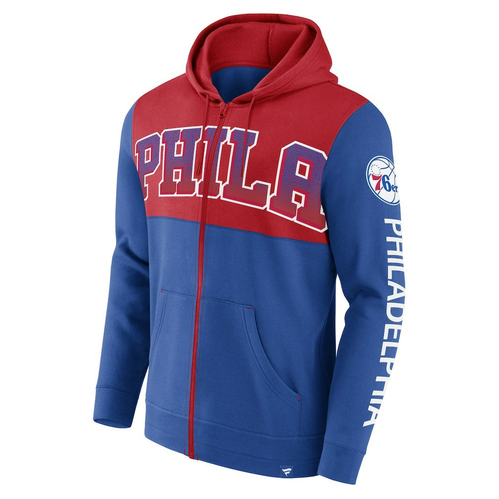 Philadelphia 76ers Skyhook Colorblock Full-Zip Hoodie Royal/Red