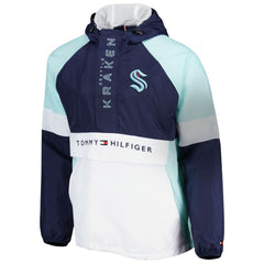 NHL Seattle Kraken Tommy Hilfiger Raglan Half-Zip Jacket - Deep Sea Blue/White