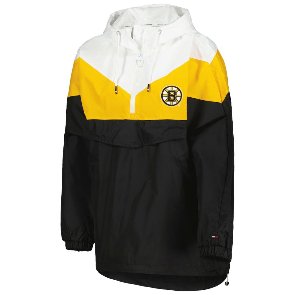 NHL Boston Bruins Tommy Hilfiger Women's Staci Half-Zip Windbreaker Jacket - Black/Gold