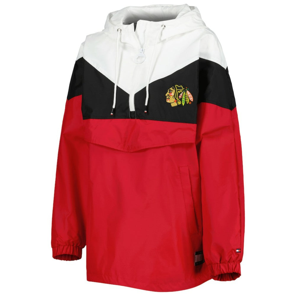 NHL Chicago Blackhawks Tommy Hilfiger Women's Staci Half-Zip Windbreaker Jacket - Black/Red