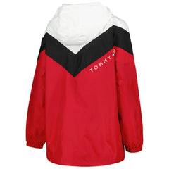NHL Chicago Blackhawks Tommy Hilfiger Women's Staci Half-Zip Windbreaker Jacket - Black/Red