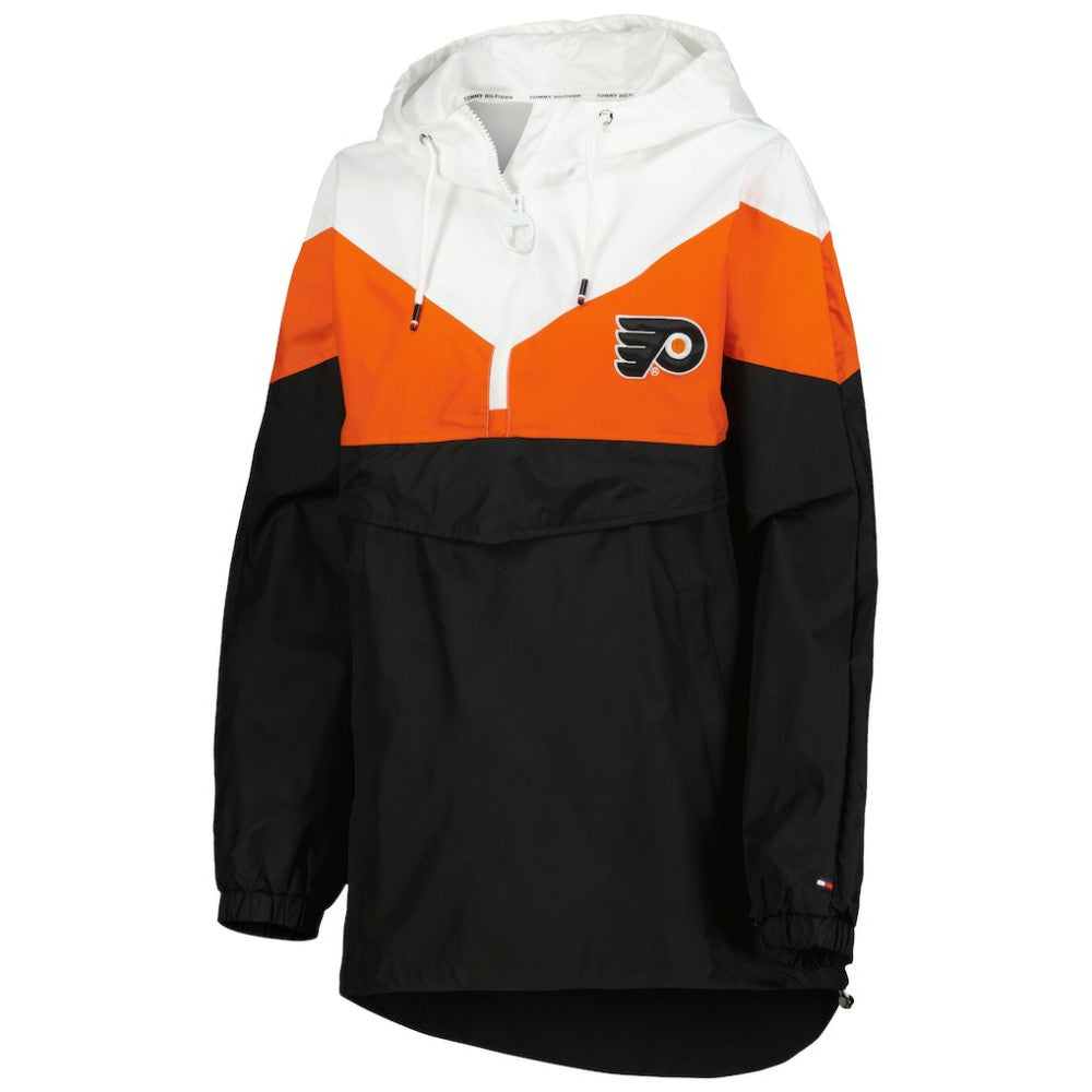 NHL Philadelphia Flyers Tommy Hilfiger Women's Staci Half-Zip Windbreaker Jacket - Orange/Black