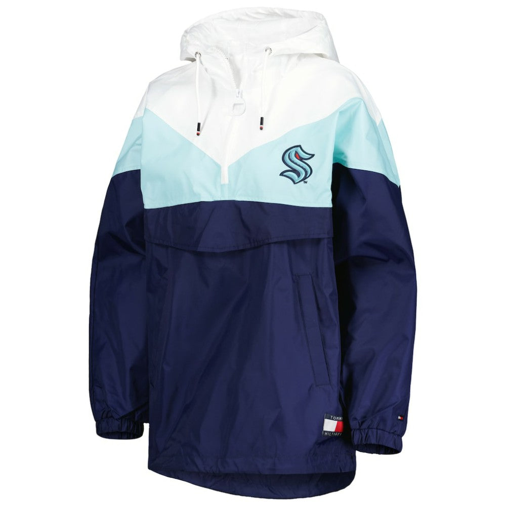 NHL Seattle Kraken Tommy Hilfiger Women's Staci Half-Zip Windbreaker Jacket - Blue/Deep Sea Blue