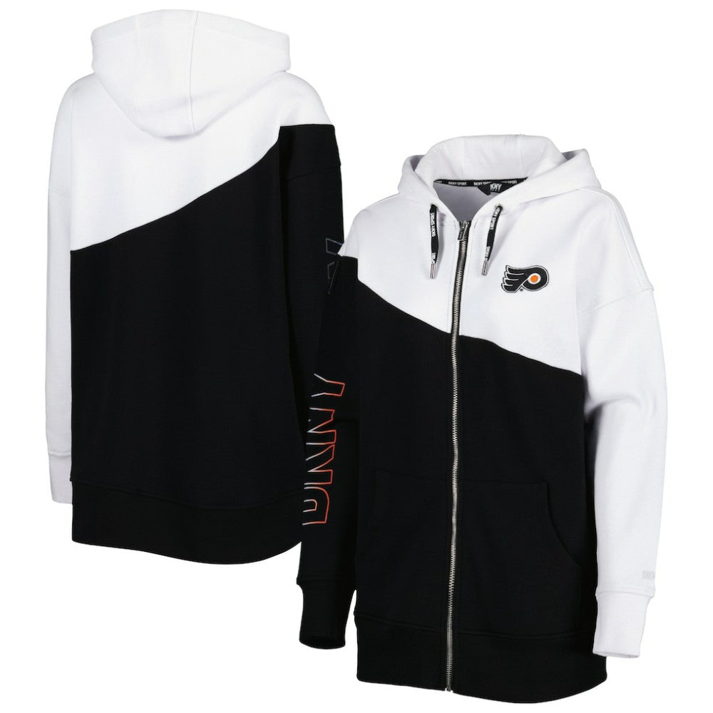 NHL Philadelphia Flyers DKNY Sport Women's Gina Full-Zip Hoodie - Black/White