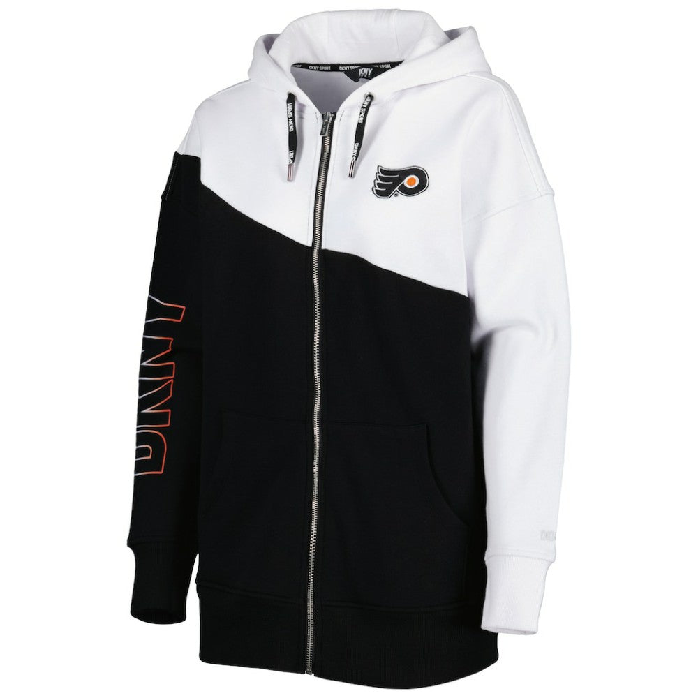 NHL Philadelphia Flyers DKNY Sport Women's Gina Full-Zip Hoodie - Black/White