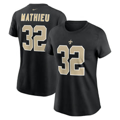 Tyrann Mathieu New Orleans Saints Women's Player Name & Number T-Shirt Black