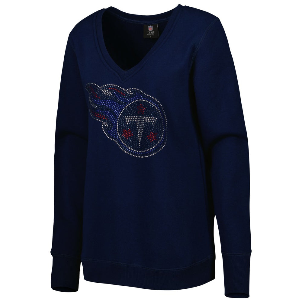 Tennessee Titans Cuce Women's Deep V-Neck Pullover Sweatshirt Navy