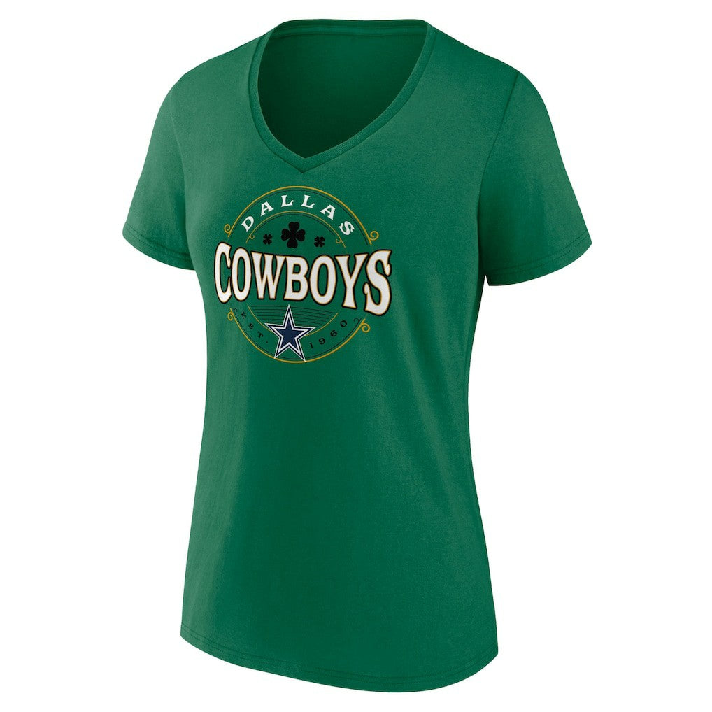 Dallas Cowboys Women's Lucky Celtic V-Neck T-Shirt Green