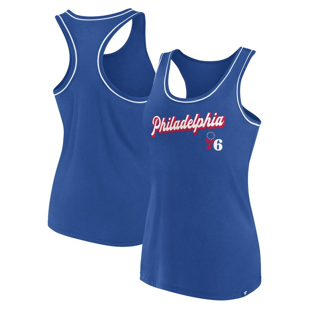 Philadelphia 76ers Women's Wordmark Logo Racerback Tank Top Royal