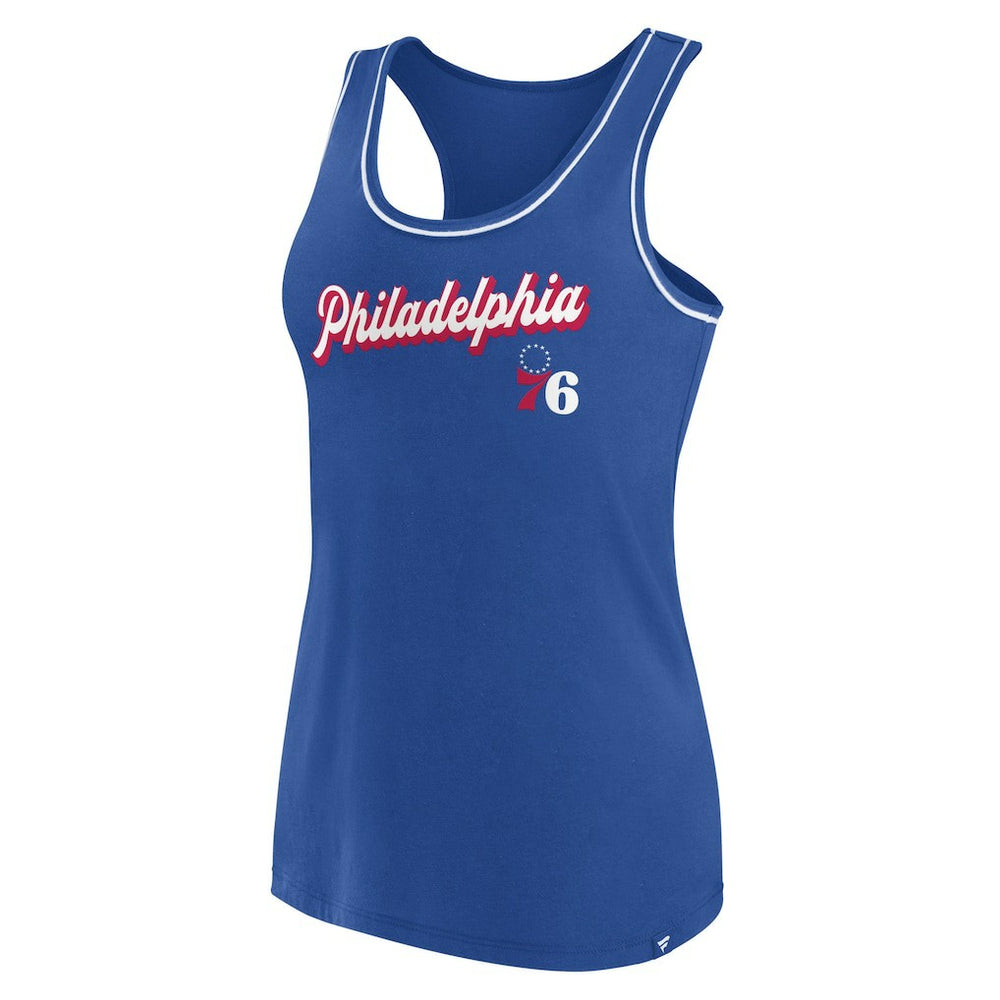Philadelphia 76ers Women's Wordmark Logo Racerback Tank Top Royal