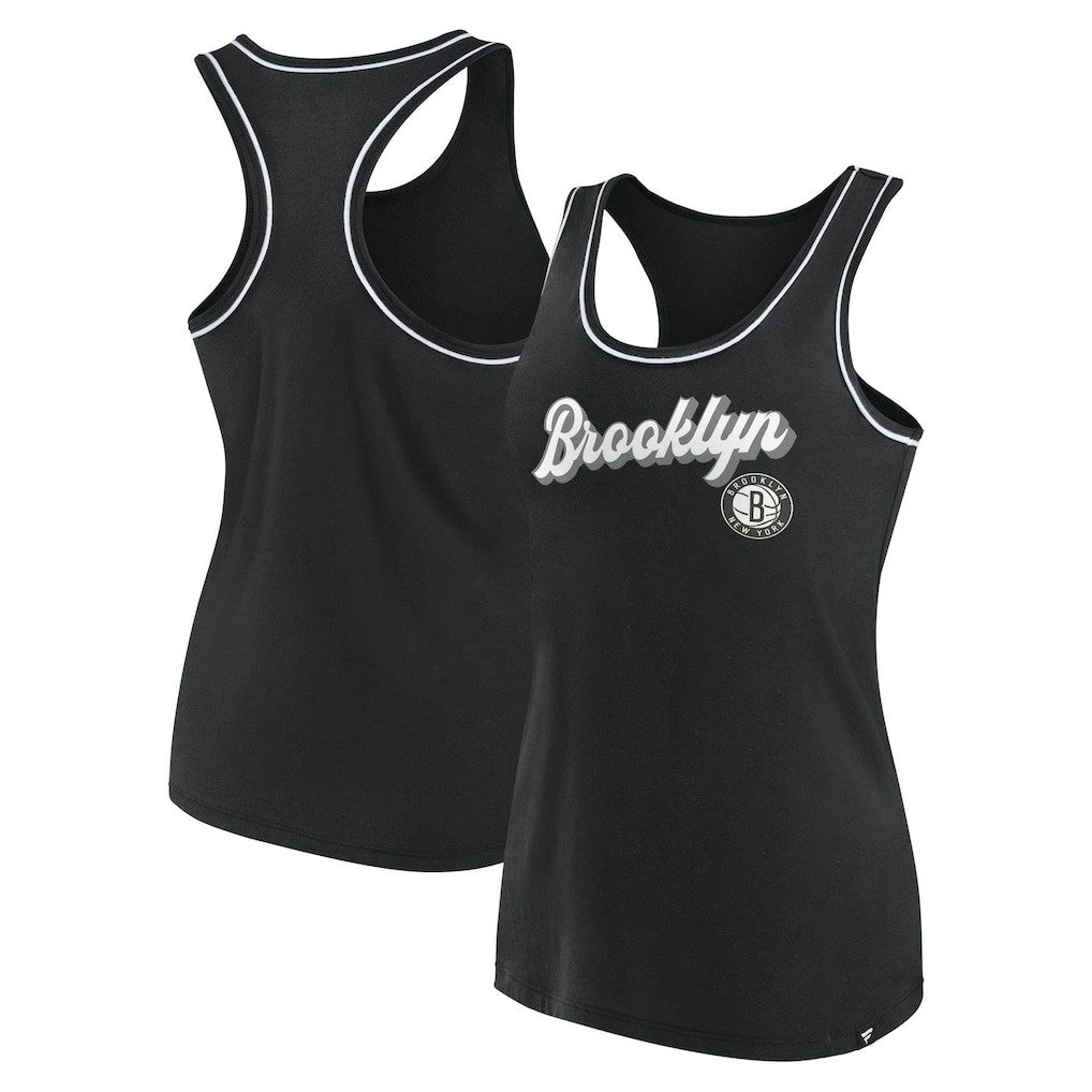 Brooklyn Nets Women's Wordmark Logo Racerback Tank Top Black