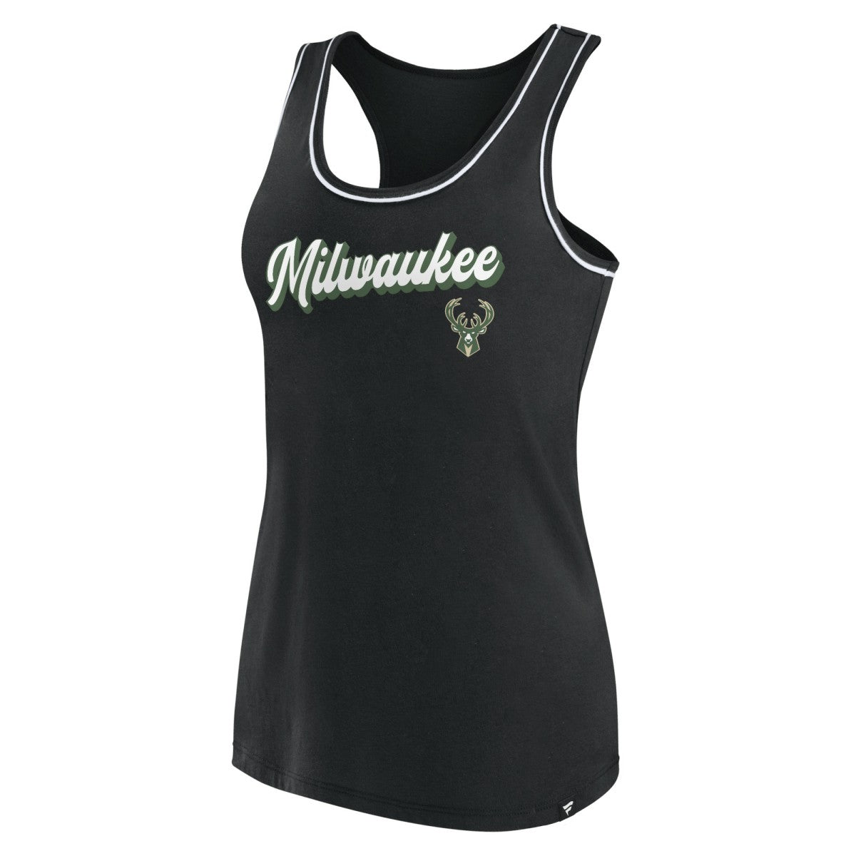 Milwaukee Bucks Women's Wordmark Logo Racerback Tank Top Black