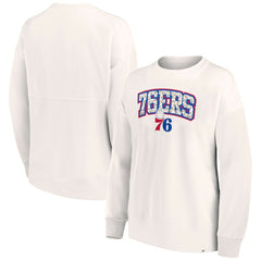 Philadelphia 76ers Women's Tonal Leopard Pullover Sweatshirt White