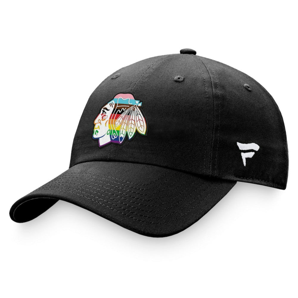 NHL Chicago Blackhawks Fanatics Team Logo Pride Adjustable Hat - Black