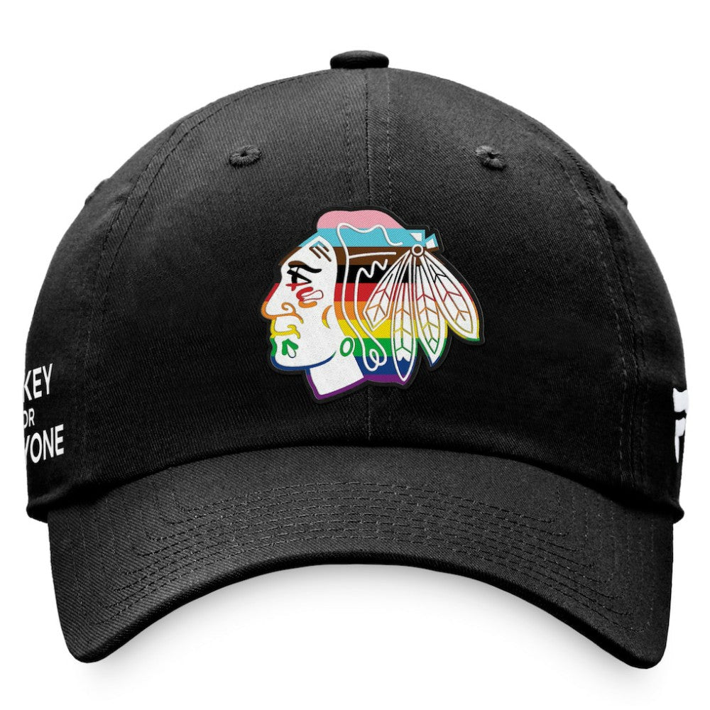 NHL Chicago Blackhawks Fanatics Team Logo Pride Adjustable Hat - Black