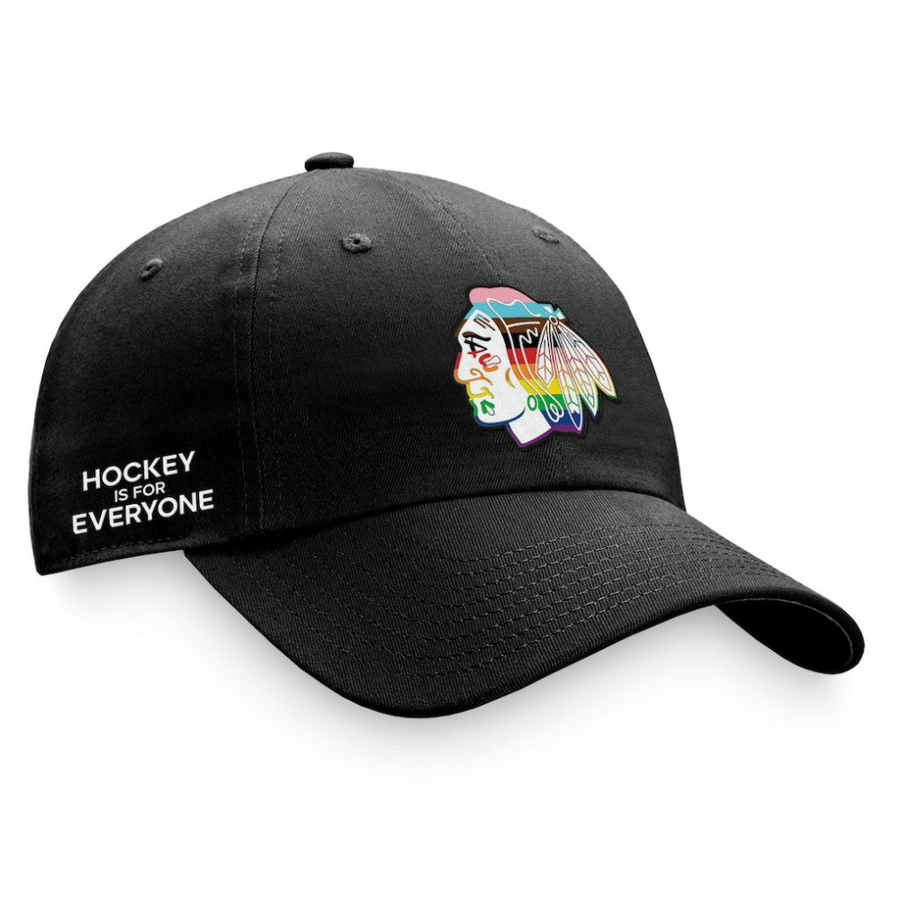 NHL Chicago Blackhawks Fanatics Team Logo Pride Adjustable Hat - Black