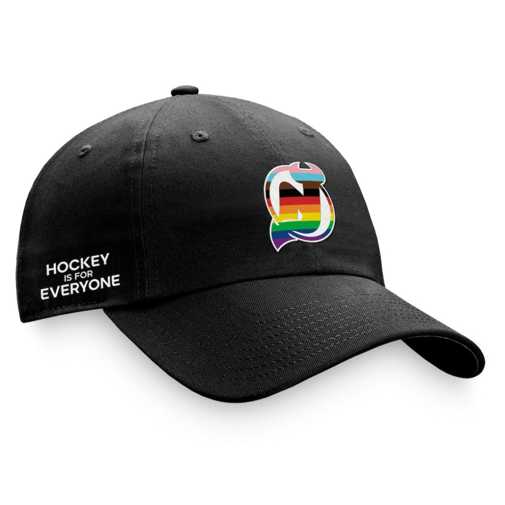 NHL New Jersey Devils Fanatics Team Logo Pride Adjustable Hat - Black